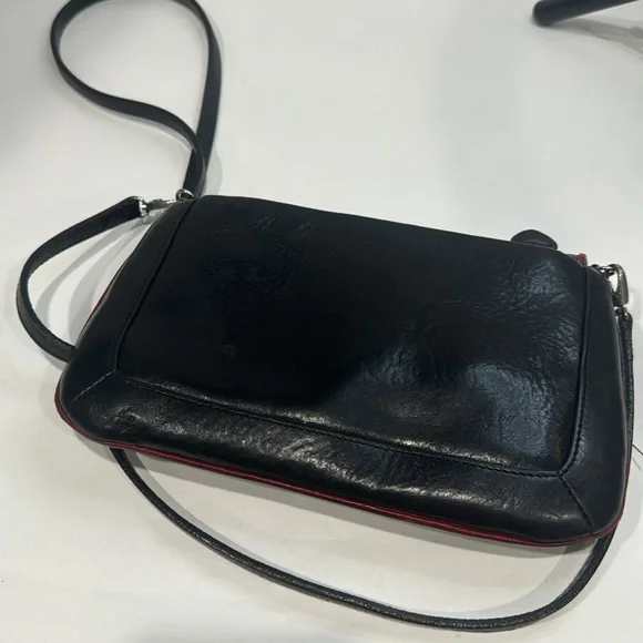 BRIGHTON black & red leather Crossbody with flowers - Picture 5 of 5